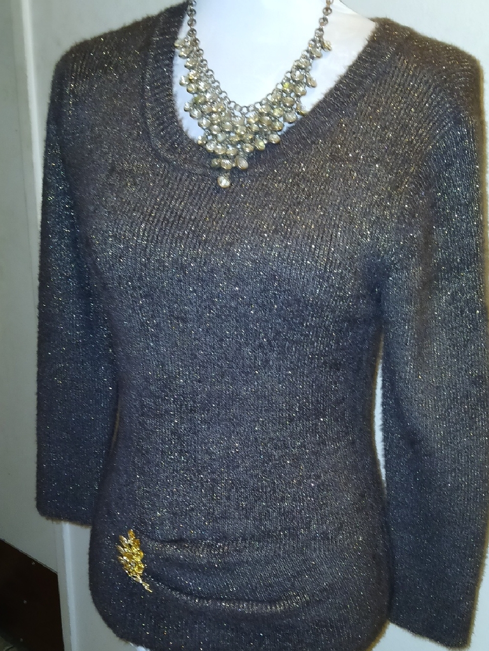 Liz Claiborne Chocolate Brown Sparkle Sweater